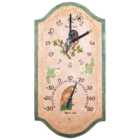 St Helens Owl Design Garden Clock and Thermometer 38 x 20cm