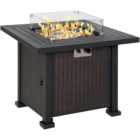 Outsunny Rattan Effect Fire Pit Table with 50000 BTU Burner