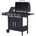Outsunny Black 4 + 1 Burner Deluxe Gas BBQ Grill