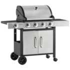 Outsunny Silver and Black Deluxe Gas 4 + 1 Burner BBQ Grill