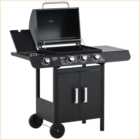 Outsunny Black 3 + 1 Deluxe Gas Burner BBQ Grill