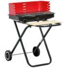 Outsunny Foldable Charcoal Trolley BBQ Grill