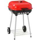 Outsunny Red and Black Charcoal Trolley BBQ Grill with Lid