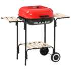 Outsunny Red and Black Steel Portable Charcoal BBQ Grill