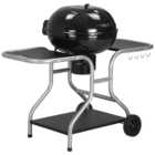 Outsunny Black Deluxe Charcoal Trolley BBQ with Side Tables