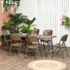 Outsunny 6 Seater Rattan Patio Dining Set Brown