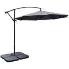 Living and Home Dark Grey Cantilever Parasol with Square Base 3m