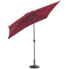 Living and Home Red Square Crank Tilt Parasol with Rattan Effect Base 3m