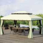Outsunny 4 x 3m Cream Canopy Marquee Pavilion Gazebo with Sides