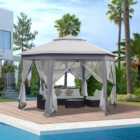 Outsunny 4 x 4m Grey Hexagon Marquee Patio Gazebo with Sides