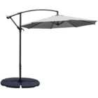 Living and Home Light Grey Garden Cantilever Parasol with Round Base 3m