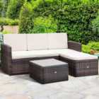 Outsunny Brown 4 Seater Rattan Lounge Set