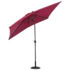 Living and Home Red Square Crank Tilt Parasol with Floral Round Base 3m