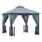 Outsunny 4 x 3.3m Grey Two Tier Roof Patio Tent Gazebo