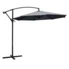 Living and Home Dark Grey Cantilever Parasol with Cross Base 3m