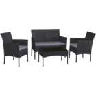 Ricomex 4 Piece Black Rattan Effect Sofa and Table Set