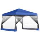 Outsunny Blue Folding Pop-up Adjustable Gazebo With Mosquito Netting