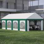 Outsunny 8 x 4m White and Green Marquee Party Tent with Sides