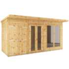 Mercia Maine 14 x 6ft Double Door Shiplap Pent Traditional Summerhouse with Side Shed