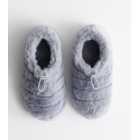 Grey Faux Fur Fluffy Slippers