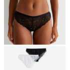 2 Pack Black and White Lace Brazilian Briefs