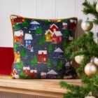 Furn. Christmas Together Twilight Town Polyester Filled Cushion Multicolour