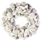 White Pinecone Xmas Winter Christmas Festive Wreath, Christmas Wreath for Front Door, Home Decoration 30cm