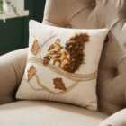 Embroidered Squirrel Cushion, 30x30cm