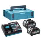Makita DC40RA XGT Power Source Kit with 2 x 2.5Ah Batteries, Charger & Makpac Case