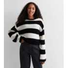 Girls Black Stripe Fluffy jumper