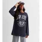 Girls Dark Grey Cotton New Jersey Logo Oversized Sweatshirt