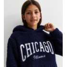 Girls Navy Chicago Logo Fleece Hoodie