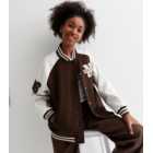Girls Dark Brown New York Varsity Jacket
