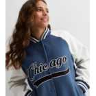 Girls Blue Chicago Logo Varsity Jacket