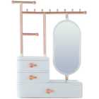 Living And Home SW0345 White ABS Make-Up Mirror With Jewellery Organiser