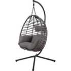Egg Chair Swing Indoor Outdoor Comfy Sturdy Base Garden Patio Chair Hanging Furniture & Leisure Grey