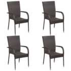 Berkfield Stackable Outdoor Chairs 4 pcs Poly Rattan Brown