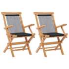 Berkfield Folding Garden Chairs 2 pcs Solid Teak Wood and Rope