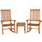 Costway 3 Piece Outdoor Rocking Chair Set with 1 Coffee Table