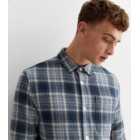 Navy Check Cotton Relaxed Fit Overshirt