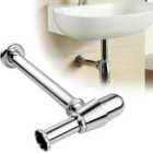 Nes Home Bathroom Standard Basin Sink Pipe Luxury Modern Chrome Round Bottle Trap Waste