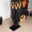 Crabapple Fireside Companion Set Iron Rectangular Base Leather Finish Handles