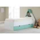 Lloyd Pascal Tipi Cabin Bed With Headboard And 2 Drawers - White And Green