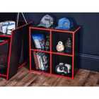 Lloyd Pascal Black 4 Cubes Storage Unit With Red Edging
