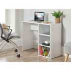 Lloyd Pascal White Desk With Three Open Side Shelves