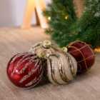 Charles Bentley Pack of 12 Traditional Glass Baubles Christmas Tree Decorations