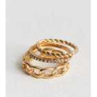 3 Pack Gold Twist Chain Rings