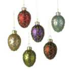 Glittery Glass Christmas Baubles Set 6 per pack