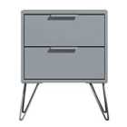 FWStyle Enkel 2 Drawer Bedside Table With Hairpin Legs Grey