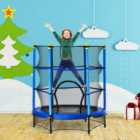 HOMCOM 5'2" Kids Trampoline with Safety Enclosure, Indoor Outdoor - Blue